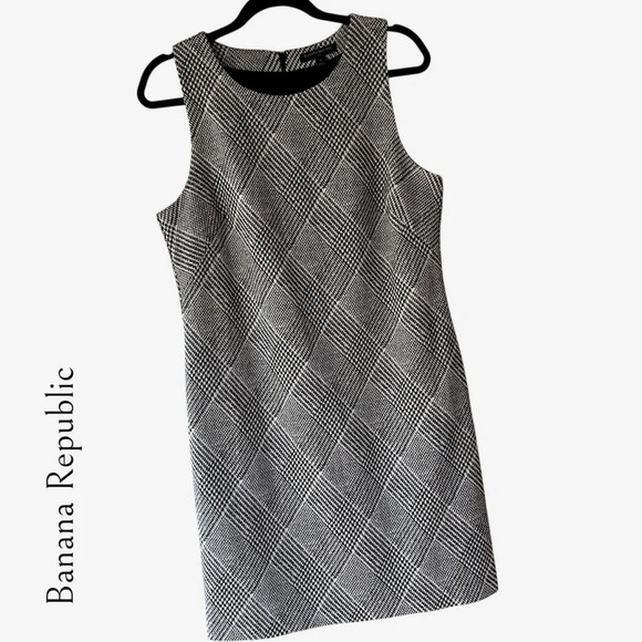 BANANA REPUBLIC NWOT MENSWEAR PLAID STRETCH SHIFT DRESS | SIZE: 8 - Picture 1 of 10